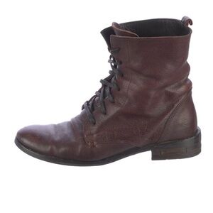 Freda Salvador Brown Leather Lace-Up Ankle Boots